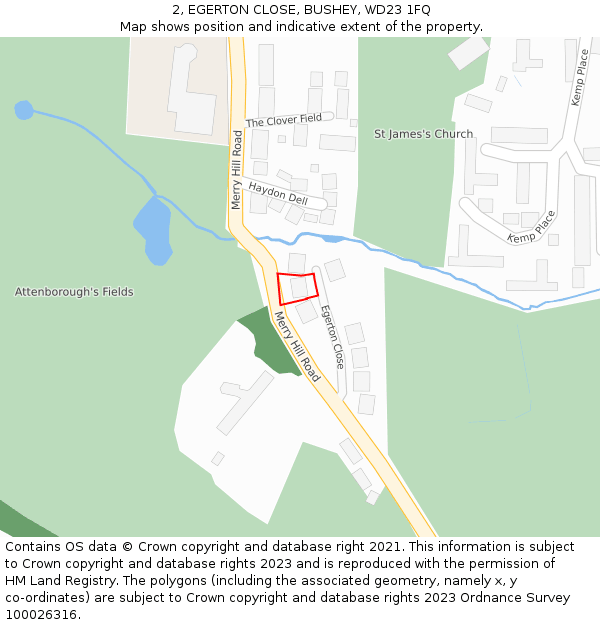 2, EGERTON CLOSE, BUSHEY, WD23 1FQ: Location map and indicative extent of plot