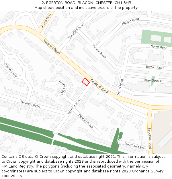 2, EGERTON ROAD, BLACON, CHESTER, CH1 5HB: Location map and indicative extent of plot