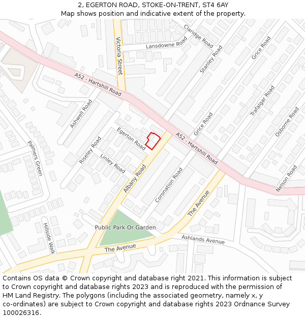 2, EGERTON ROAD, STOKE-ON-TRENT, ST4 6AY: Location map and indicative extent of plot