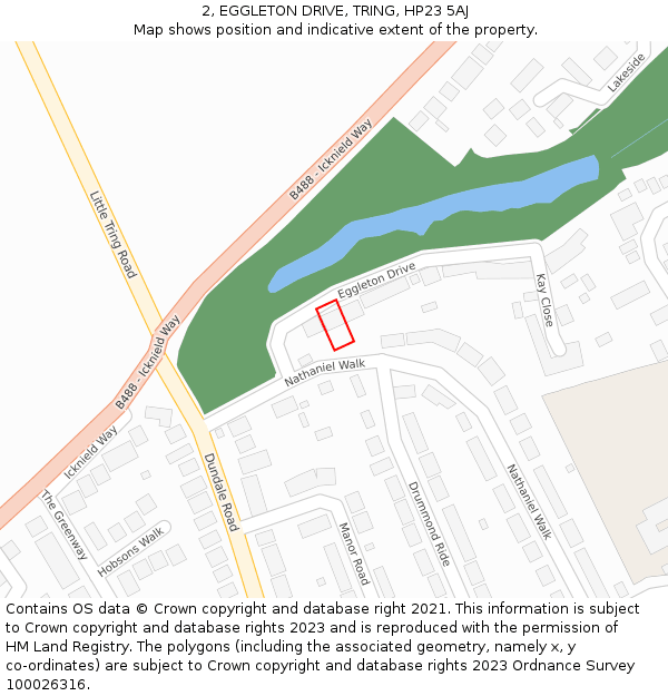 2, EGGLETON DRIVE, TRING, HP23 5AJ: Location map and indicative extent of plot