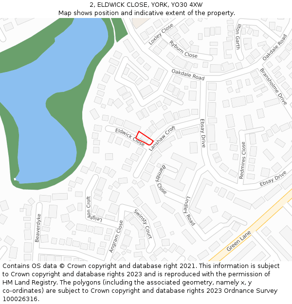 2, ELDWICK CLOSE, YORK, YO30 4XW: Location map and indicative extent of plot