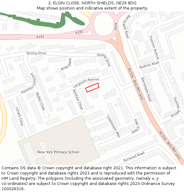 2, ELGIN CLOSE, NORTH SHIELDS, NE29 8DG: Location map and indicative extent of plot