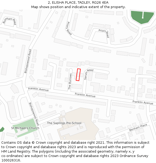 2, ELISHA PLACE, TADLEY, RG26 4EA: Location map and indicative extent of plot