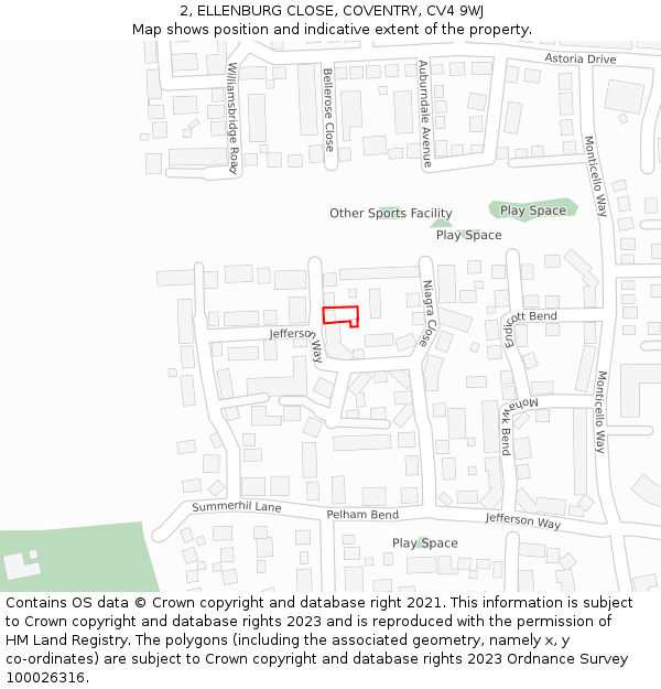 2, ELLENBURG CLOSE, COVENTRY, CV4 9WJ: Location map and indicative extent of plot