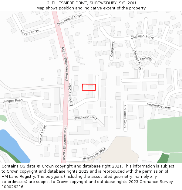 2, ELLESMERE DRIVE, SHREWSBURY, SY1 2QU: Location map and indicative extent of plot