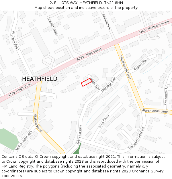 2, ELLIOTS WAY, HEATHFIELD, TN21 8HN: Location map and indicative extent of plot