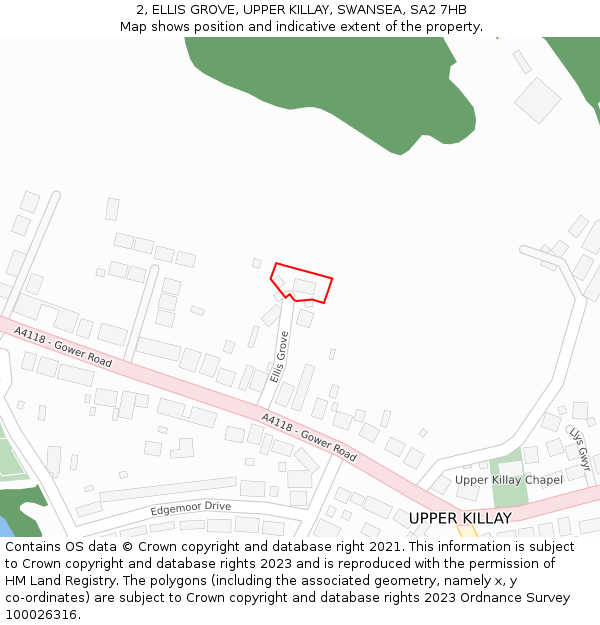 2, ELLIS GROVE, UPPER KILLAY, SWANSEA, SA2 7HB: Location map and indicative extent of plot