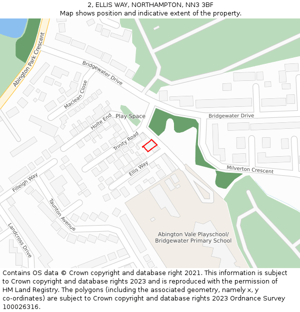 2, ELLIS WAY, NORTHAMPTON, NN3 3BF: Location map and indicative extent of plot