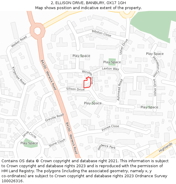 2, ELLISON DRIVE, BANBURY, OX17 1GH: Location map and indicative extent of plot