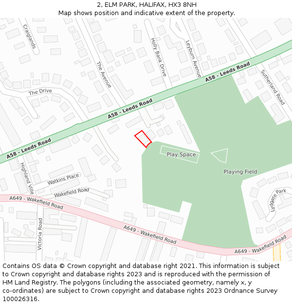 2, ELM PARK, HALIFAX, HX3 8NH: Location map and indicative extent of plot