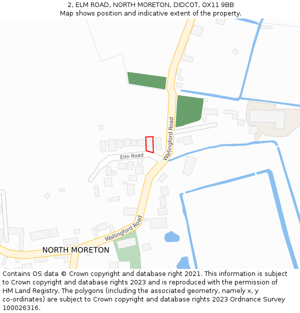 2, ELM ROAD, NORTH MORETON, DIDCOT, OX11 9BB: Location map and indicative extent of plot