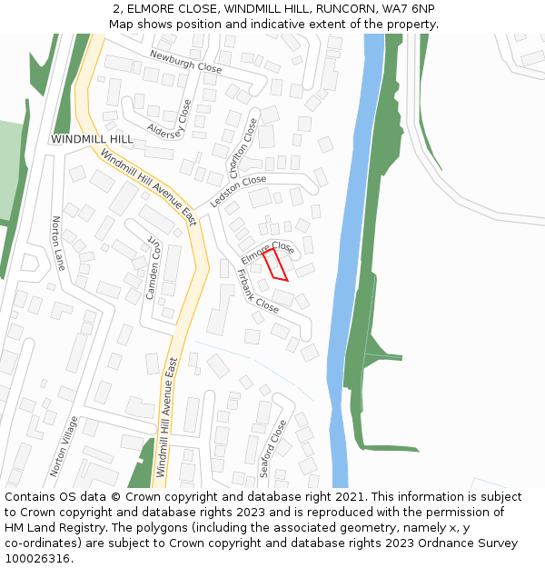 2, ELMORE CLOSE, WINDMILL HILL, RUNCORN, WA7 6NP: Location map and indicative extent of plot