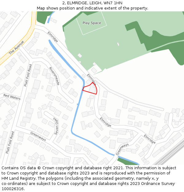 2, ELMRIDGE, LEIGH, WN7 1HN: Location map and indicative extent of plot
