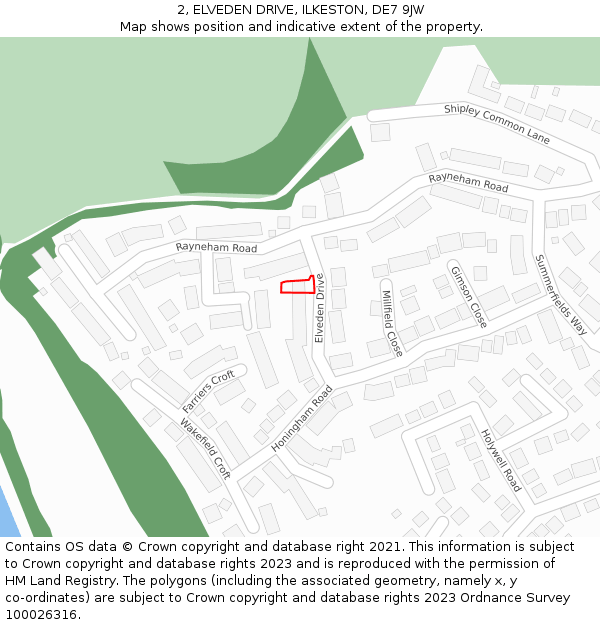 2, ELVEDEN DRIVE, ILKESTON, DE7 9JW: Location map and indicative extent of plot