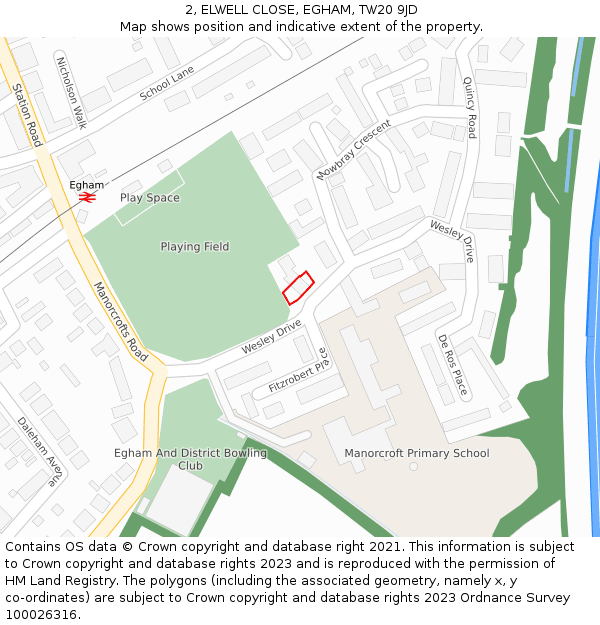 2, ELWELL CLOSE, EGHAM, TW20 9JD: Location map and indicative extent of plot