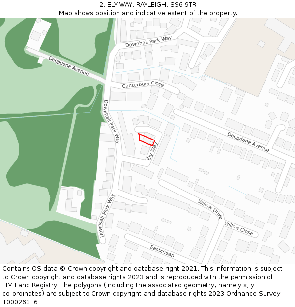 2, ELY WAY, RAYLEIGH, SS6 9TR: Location map and indicative extent of plot
