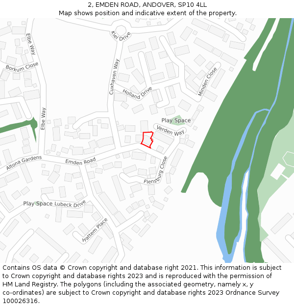 2, EMDEN ROAD, ANDOVER, SP10 4LL: Location map and indicative extent of plot