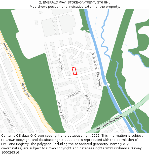 2, EMERALD WAY, STOKE-ON-TRENT, ST6 8HL: Location map and indicative extent of plot