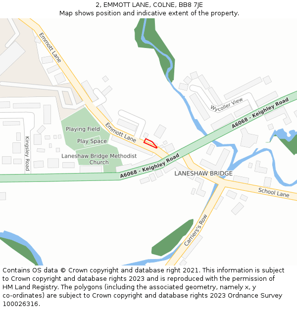 2, EMMOTT LANE, COLNE, BB8 7JE: Location map and indicative extent of plot