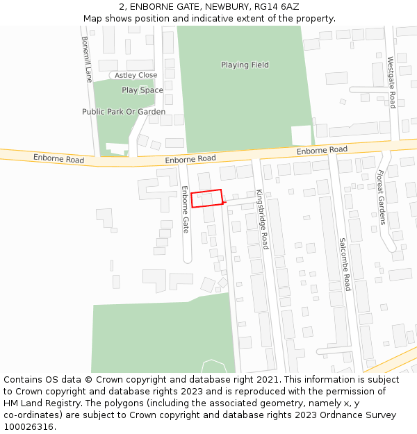 2, ENBORNE GATE, NEWBURY, RG14 6AZ: Location map and indicative extent of plot