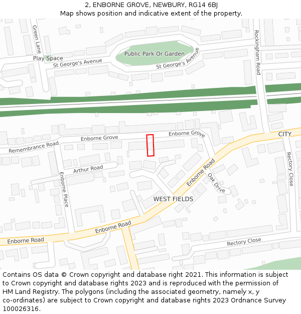 2, ENBORNE GROVE, NEWBURY, RG14 6BJ: Location map and indicative extent of plot