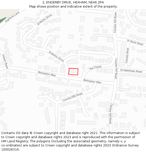 2, ENDERBY DRIVE, HEXHAM, NE46 2PA: Location map and indicative extent of plot