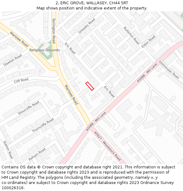 2, ERIC GROVE, WALLASEY, CH44 5RT: Location map and indicative extent of plot