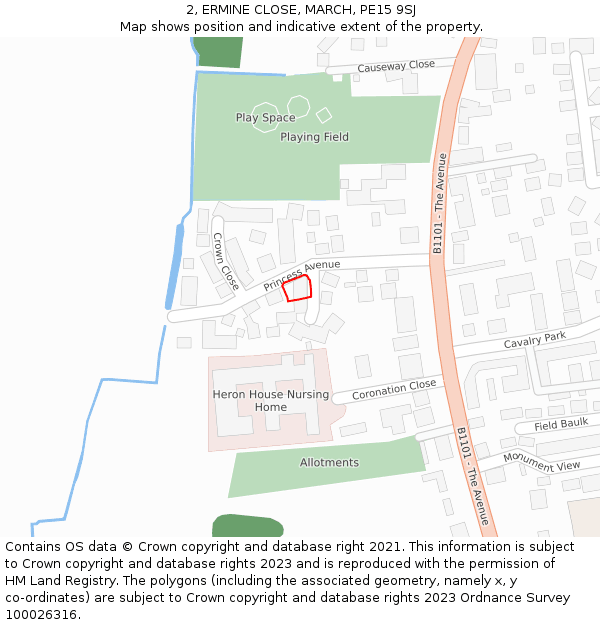 2, ERMINE CLOSE, MARCH, PE15 9SJ: Location map and indicative extent of plot