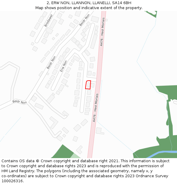 2, ERW NON, LLANNON, LLANELLI, SA14 6BH: Location map and indicative extent of plot