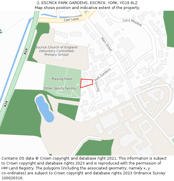 2, ESCRICK PARK GARDENS, ESCRICK, YORK, YO19 6LZ: Location map and indicative extent of plot