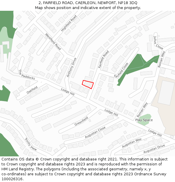 2, FAIRFIELD ROAD, CAERLEON, NEWPORT, NP18 3DQ: Location map and indicative extent of plot