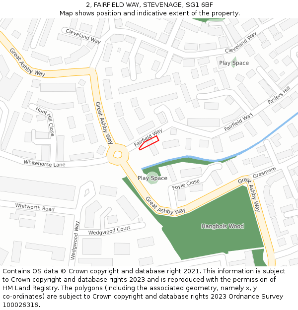 2, FAIRFIELD WAY, STEVENAGE, SG1 6BF: Location map and indicative extent of plot