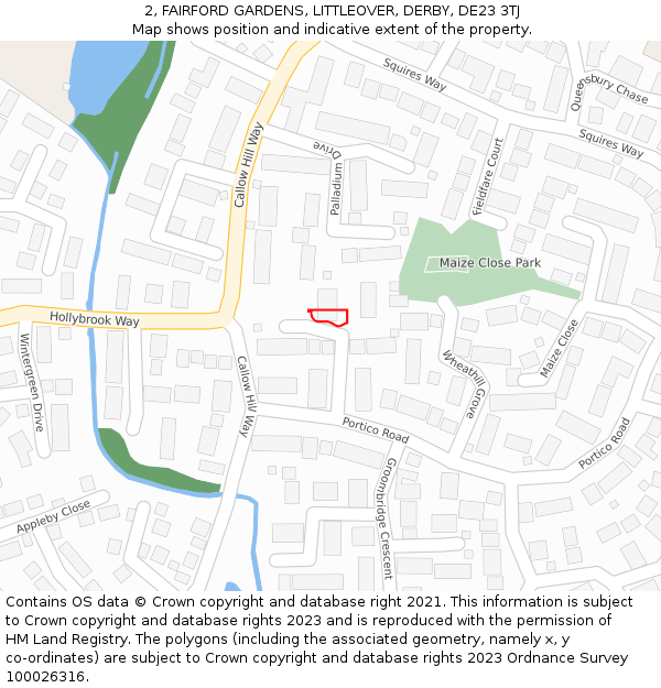 2, FAIRFORD GARDENS, LITTLEOVER, DERBY, DE23 3TJ: Location map and indicative extent of plot
