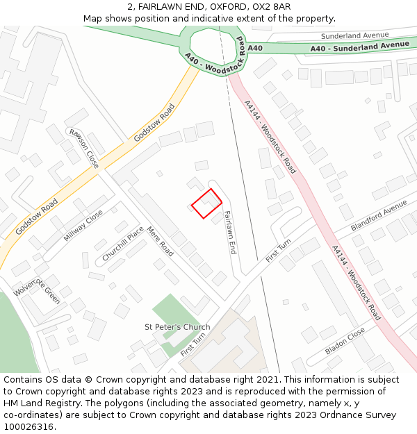 2, FAIRLAWN END, OXFORD, OX2 8AR: Location map and indicative extent of plot