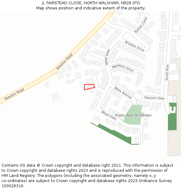 2, FAIRSTEAD CLOSE, NORTH WALSHAM, NR28 0TG: Location map and indicative extent of plot
