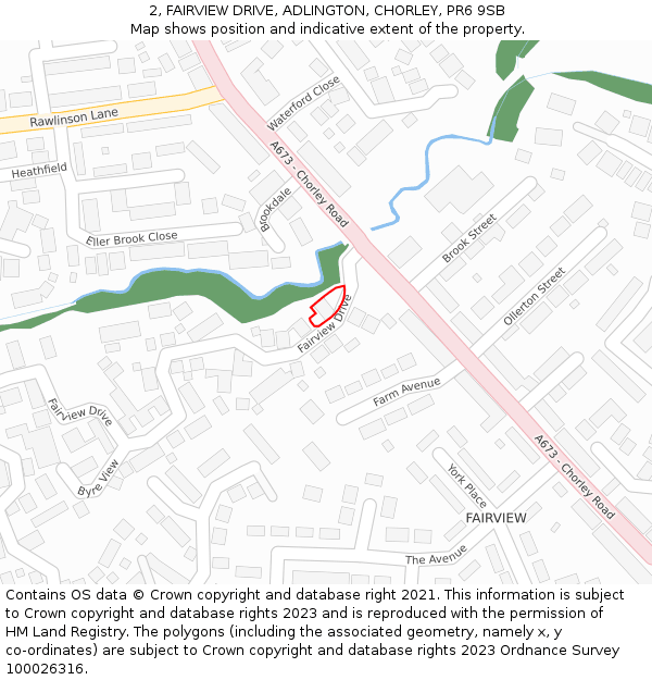 2, FAIRVIEW DRIVE, ADLINGTON, CHORLEY, PR6 9SB: Location map and indicative extent of plot