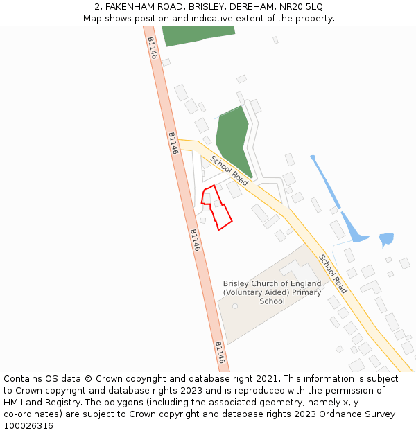 2, FAKENHAM ROAD, BRISLEY, DEREHAM, NR20 5LQ: Location map and indicative extent of plot