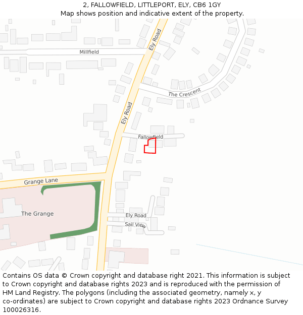 2, FALLOWFIELD, LITTLEPORT, ELY, CB6 1GY: Location map and indicative extent of plot