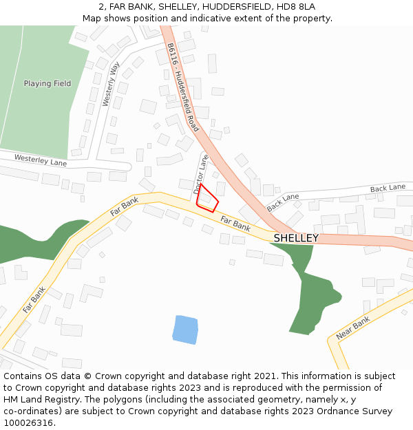 2, FAR BANK, SHELLEY, HUDDERSFIELD, HD8 8LA: Location map and indicative extent of plot