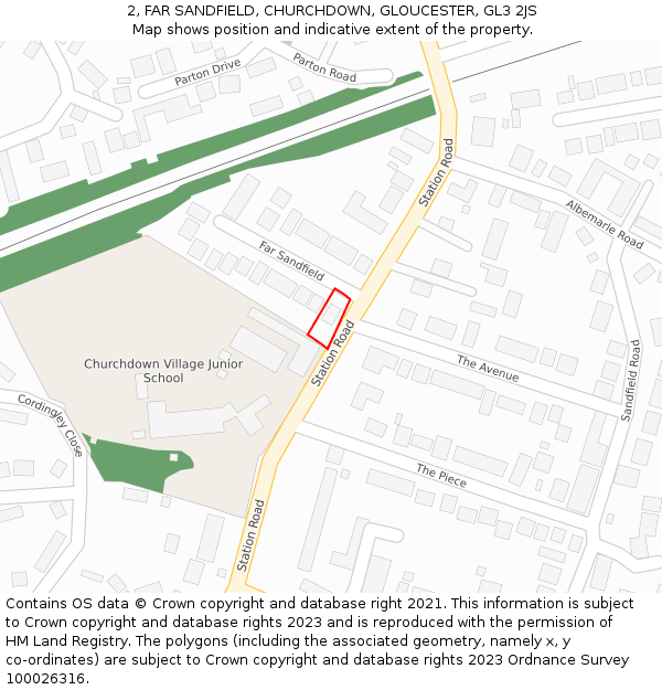 2, FAR SANDFIELD, CHURCHDOWN, GLOUCESTER, GL3 2JS: Location map and indicative extent of plot