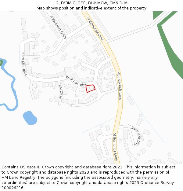 2, FARM CLOSE, DUNMOW, CM6 3UA: Location map and indicative extent of plot