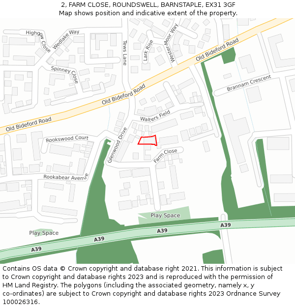 2, FARM CLOSE, ROUNDSWELL, BARNSTAPLE, EX31 3GF: Location map and indicative extent of plot