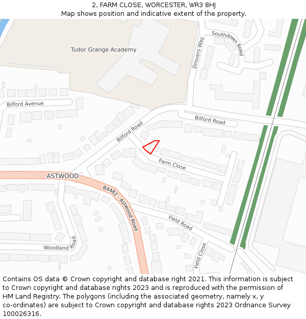 2, FARM CLOSE, WORCESTER, WR3 8HJ: Location map and indicative extent of plot