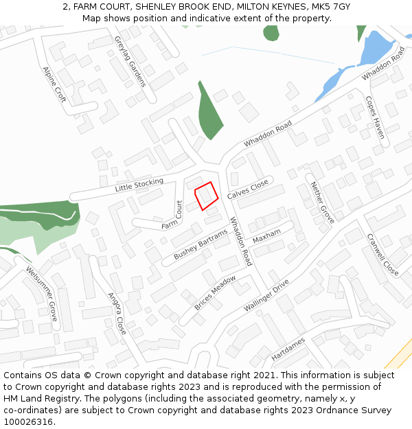 2, FARM COURT, SHENLEY BROOK END, MILTON KEYNES, MK5 7GY: Location map and indicative extent of plot