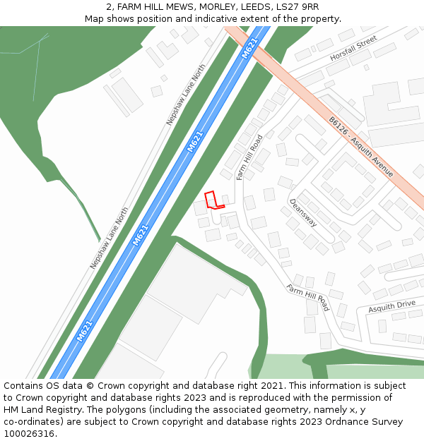 2, FARM HILL MEWS, MORLEY, LEEDS, LS27 9RR: Location map and indicative extent of plot