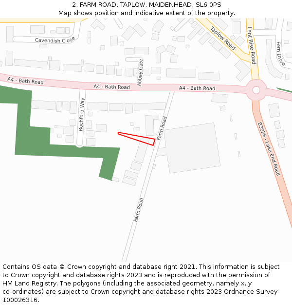 2, FARM ROAD, TAPLOW, MAIDENHEAD, SL6 0PS: Location map and indicative extent of plot