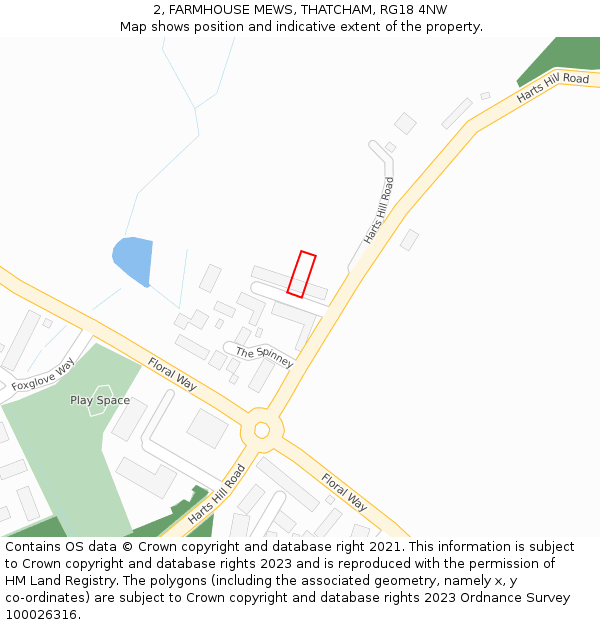 2, FARMHOUSE MEWS, THATCHAM, RG18 4NW: Location map and indicative extent of plot