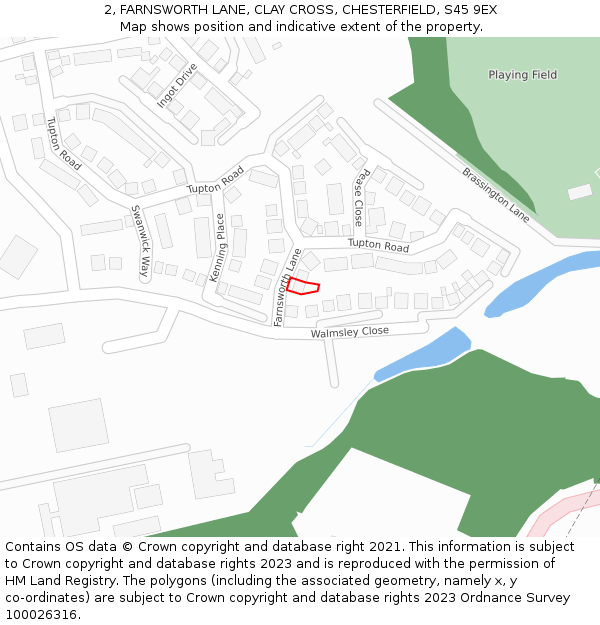 2, FARNSWORTH LANE, CLAY CROSS, CHESTERFIELD, S45 9EX: Location map and indicative extent of plot