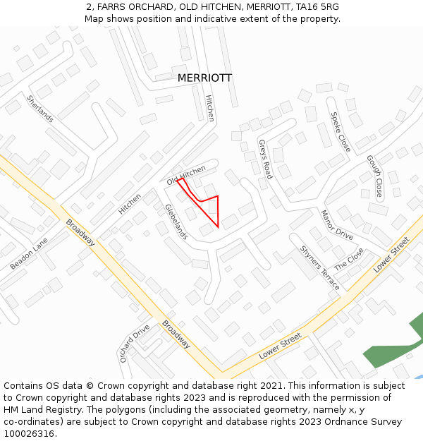 2, FARRS ORCHARD, OLD HITCHEN, MERRIOTT, TA16 5RG: Location map and indicative extent of plot