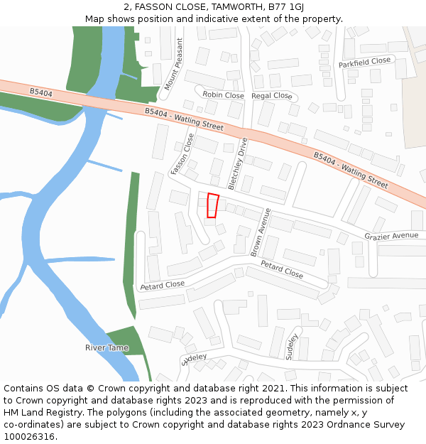 2, FASSON CLOSE, TAMWORTH, B77 1GJ: Location map and indicative extent of plot